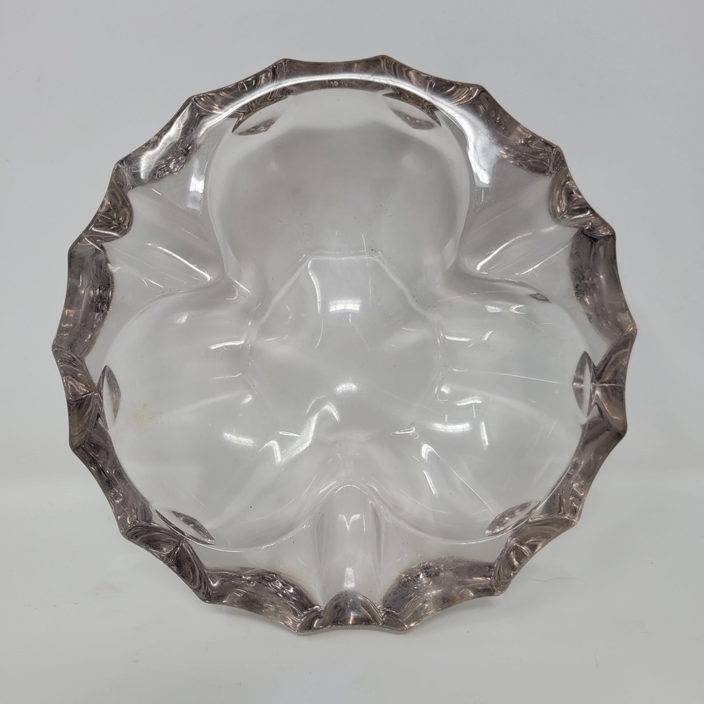 Vintage Clear Crystal Glass Ashtray Ashtray Dish with Scalloped Edge